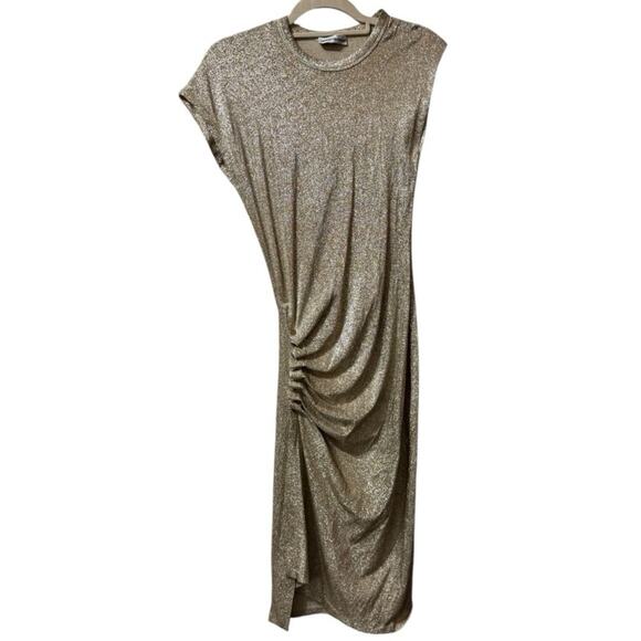 Paco Rabanne Dress Gold Drape Pression Dress in Lurex - Picture 6 of 14